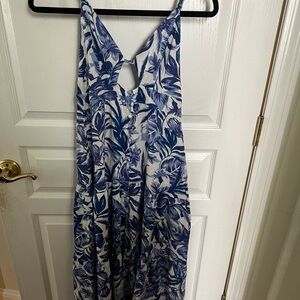 Summer white and blue flower dress